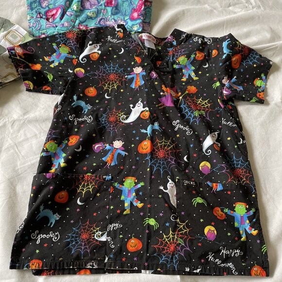Scrubs Size Small S Tops Nurse Floral Bright Prints Medical School Lot of 11 - Picture 10 of 12